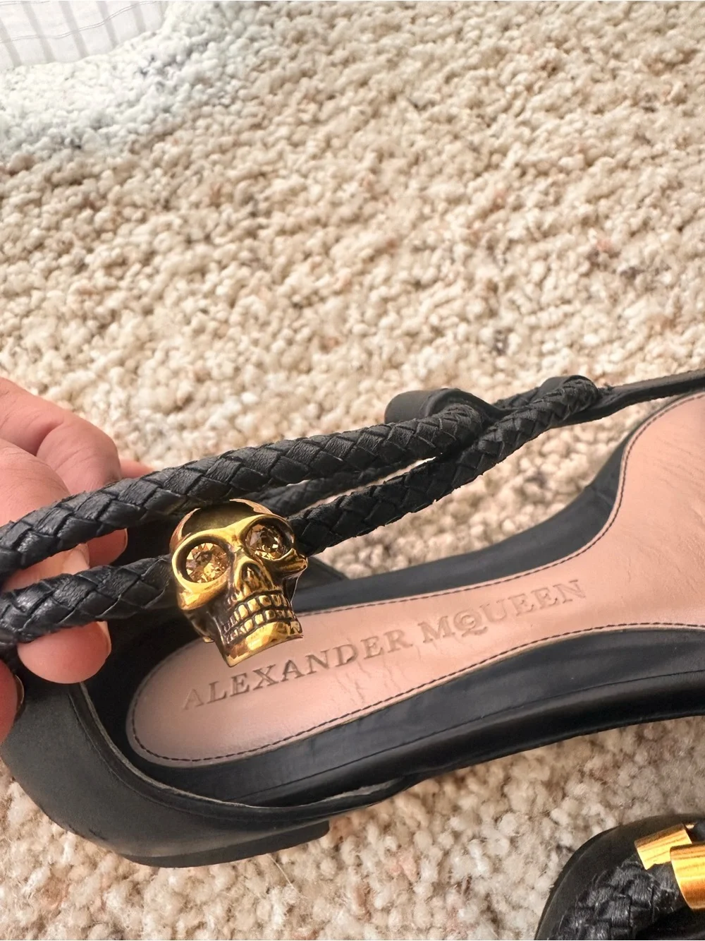 Alexander McQueen thing black leather sandals